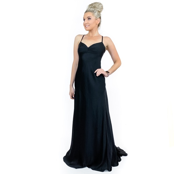 Black Simple Bridesmaid Prom Dress Davids Bridal - Picture 2 of 8